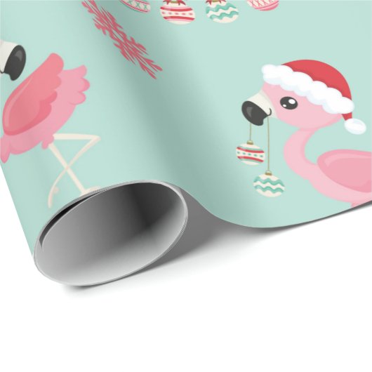 Pink Flamingo Weihnachtswrapping Paper Geschenkpapier (Rolleneckpunkt)