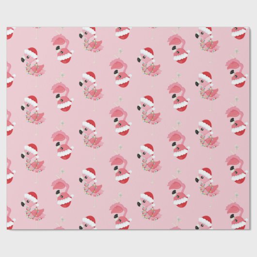 Pink Flamingo Weihnachtswrapping Paper Geschenkpapier (Flach)