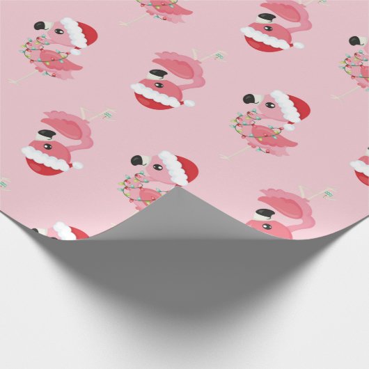 Pink Flamingo Weihnachtswrapping Paper Geschenkpapier (Ecke)