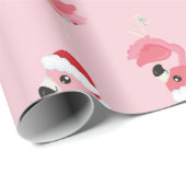 Pink Flamingo Weihnachtswrapping Paper Geschenkpapier (Rolleneckpunkt)