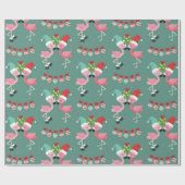 Pink Flamingo Weihnachtswrapping Paper Geschenkpapier (Flach)