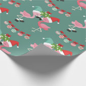 Pink Flamingo Weihnachtswrapping Paper Geschenkpapier (Ecke)