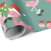 Pink Flamingo Weihnachtswrapping Paper Geschenkpapier (Rolleneckpunkt)