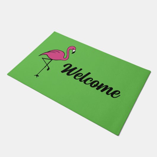 Pink Flamingo Welcome Mat Doormat Rug Fußmatte (Schrägansicht)