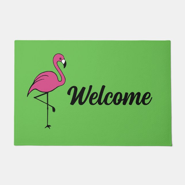 Pink Flamingo Welcome Mat Doormat Rug Fußmatte (Vorderseite)