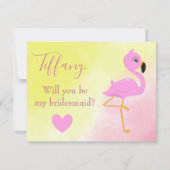 Pink Flamingo Werden Sie meine Brautjungfrau? Einladung (Vorderseite)