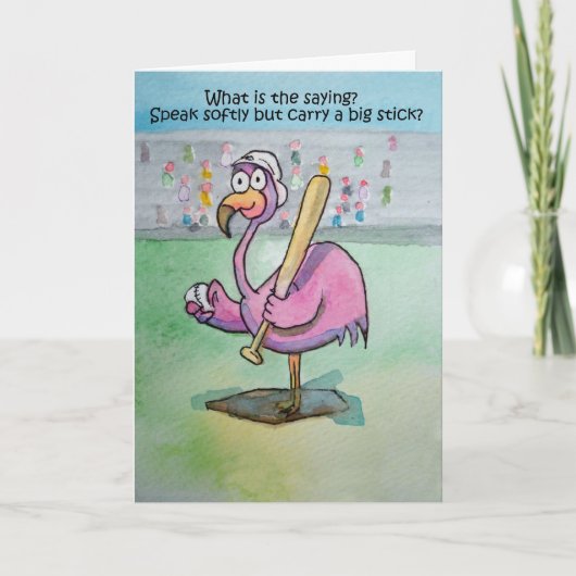 Pink Flamingo Whimsical Funny Bird Malerei Karte (Vorderseite)