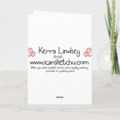 Pink Flamingo Whimsical Funny Bird Malerei Karte (Rückseite)