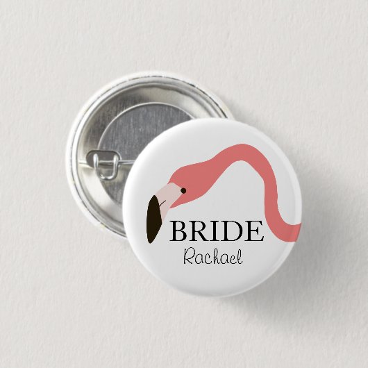 Pink Flamingo Whimsy Bride Button (Vorne & Hinten)