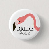 Pink Flamingo Whimsy Bride Button (Vorderseite)
