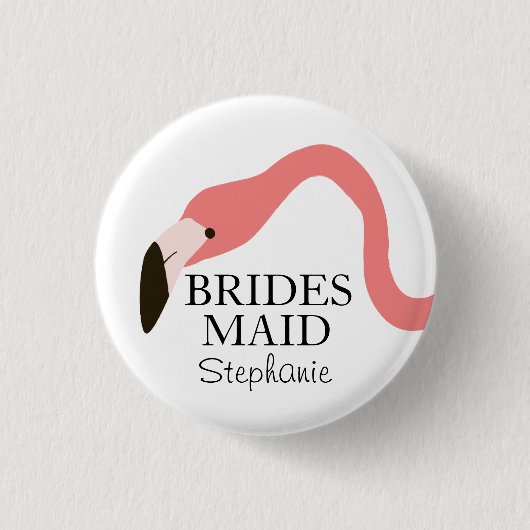 Pink Flamingo Whimsy Bridesmaid Button (Vorderseite)