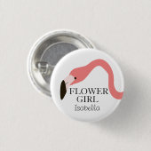 Pink Flamingo Whimsy Flower Girl Button (Vorne & Hinten)