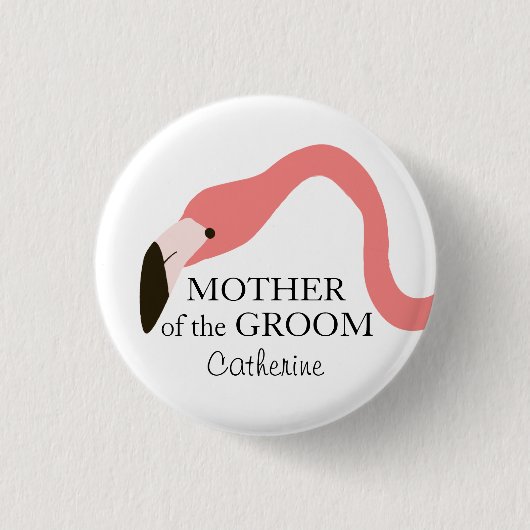 Pink Flamingo Whimsy Mutter des Grooms Button (Vorderseite)