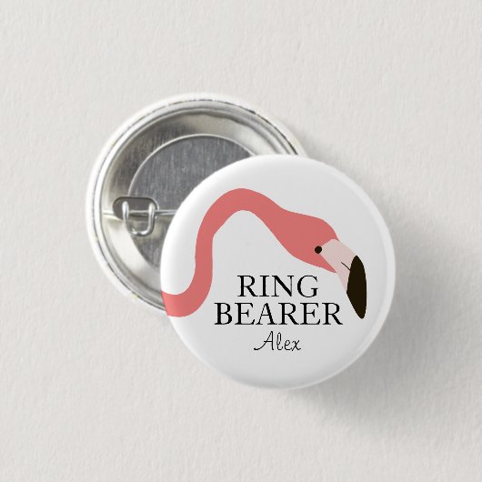 Pink Flamingo Whimsy Ring Bearer Button (Vorne & Hinten)