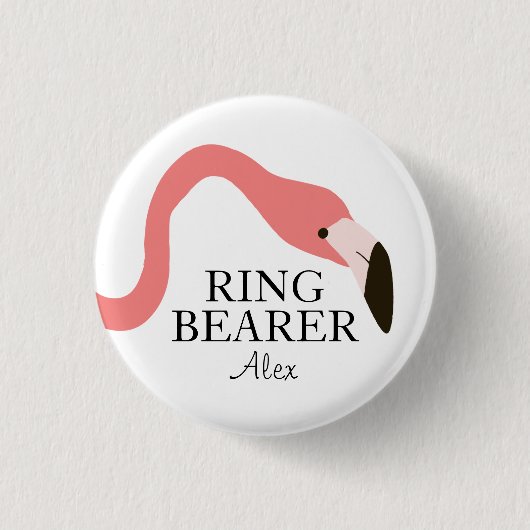 Pink Flamingo Whimsy Ring Bearer Button (Vorderseite)