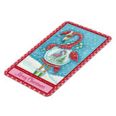 PINK FLAMINGO WHITE CHRISTMAS SNOW GLOBE MAGNET (Linke Seite)