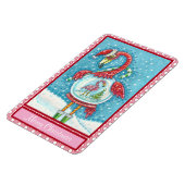 PINK FLAMINGO WHITE CHRISTMAS SNOW GLOBE MAGNET (Linke Seite)