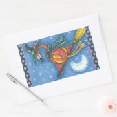 PINK FLAMINGO WITCH, FLIEGT ÜBER DEM MOND AUF EINE RECHTECKIGER AUFKLEBER (Umschlag)