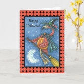 PINK FLAMINGO WITCH HALLOWEEN GREETKARTE Leere Karte (Gelbe Blume)