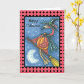 PINK FLAMINGO WITCH HALLOWEEN GREETKARTE Leere Karte (Gelbe Blume)