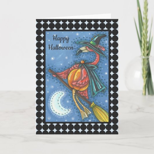 PINK FLAMINGO WITCH HALLOWEEN GREETKARTE Leere Karte (Vorderseite)