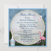 Pink Flamingo Wonderland Tea Party Boy Baby Dusche Einladung (Rückseite)