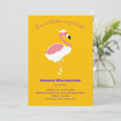 Pink Flamingo Yellow Animal Abschluss Einladung (Stehend Vorderseite)