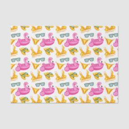 Pink Flamingo Yellow Bikin (Design 81 Pink Series) Seidenpapier
