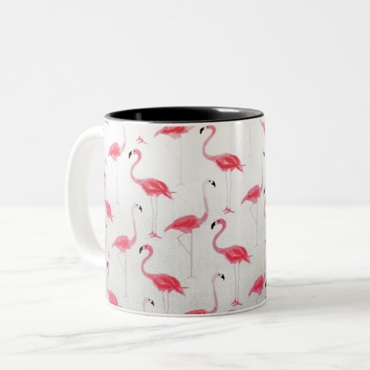 Pink Flamingo Zeichnend Flamingo Artist Pink White Zweifarbige Tasse (Vorderseite Links)