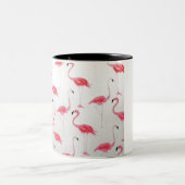 Pink Flamingo Zeichnend Flamingo Artist Pink White Zweifarbige Tasse (Mittel)