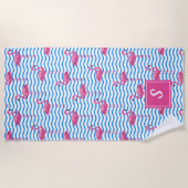 Pink Flamingos Abstrakt Chevrons Mit Monogramm Strandtuch (Vorderseite)