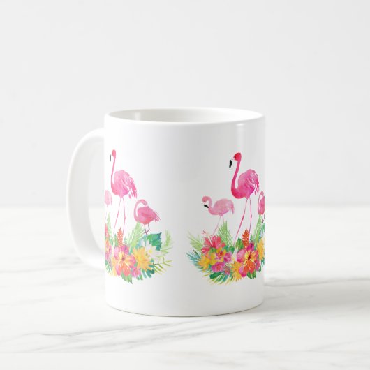 Pink Flamingos and Tropical Flowers Kaffeetasse (Vorderseite Links)