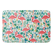 Pink Flamingos and Tropical Flowers Pattern Badematte (Vorderseite)