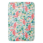 Pink Flamingos and Tropical Flowers Pattern Badematte (Vorderseite Vertikal)