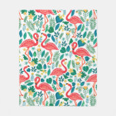 Pink Flamingos and Tropical Flowers Pattern Fleecedecke (Vorderseite)