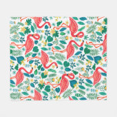 Pink Flamingos and Tropical Flowers Pattern Fleecedecke (Vorderseite (Horizontal))