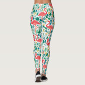 Pink Flamingos and Tropical Flowers Pattern Leggings (Rückseite)