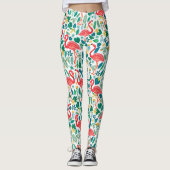 Pink Flamingos and Tropical Flowers Pattern Leggings (Vorderseite)