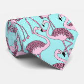 Pink Flamingos auf Blue Neck Tie Krawatte (Gerollt)