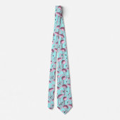 Pink Flamingos auf Blue Neck Tie Krawatte (Rückseite)