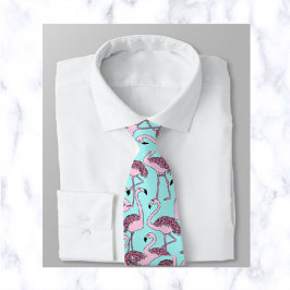 Pink Flamingos auf Blue Neck Tie Krawatte