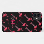 Pink Flamingos auf Personalisiert schwarz Case-Mate iPhone Hülle (Rückseite (Horizontal))
