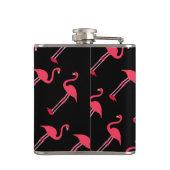 Pink Flamingos auf Personalisiert schwarz Flachmann (Rückseite)