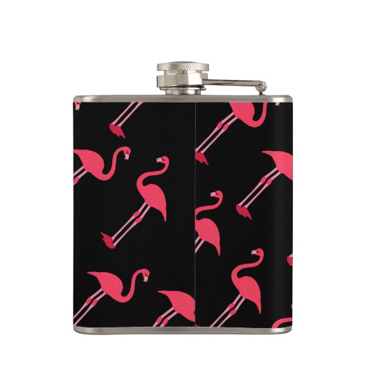 Pink Flamingos auf Personalisiert schwarz Flachmann (Rückseite)