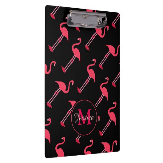 Pink Flamingos auf Personalisiert schwarz Klemmbrett (Rechts)