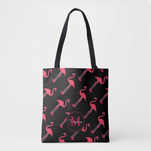 Pink Flamingos auf Personalisiert schwarz Tasche (Vorderseite)