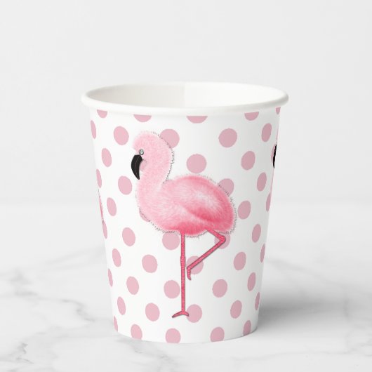 Pink Flamingos auf Polka Dots Pappbecher (Links)