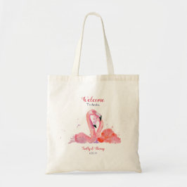 Pink Flamingos Beach Hochzeit Begrüßung Tote Tag Tragetasche