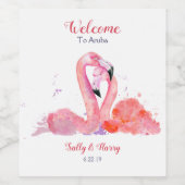 Pink Flamingos Beach Hochzeit Willkommen Weinflasc Weinetikett (Einzelnes Label)