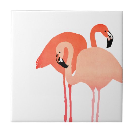 Pink Flamingos Beach Wedding Fliese (Vorderseite)